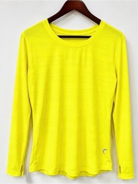 ZYIA Active Neon Yellow Ribbed Long Sleeve Athletic Top Size Large